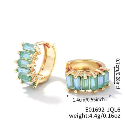 1 Pair Casual Glam Shiny Solid Color Inlay Copper Zircon K Gold Plated Rhodium Plated Ear clip