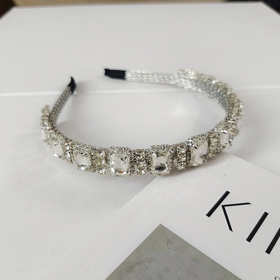 Women's Baroque Style Shiny Geometric Alloy Inlay Artificial Pearls Rhinestones Hair Band