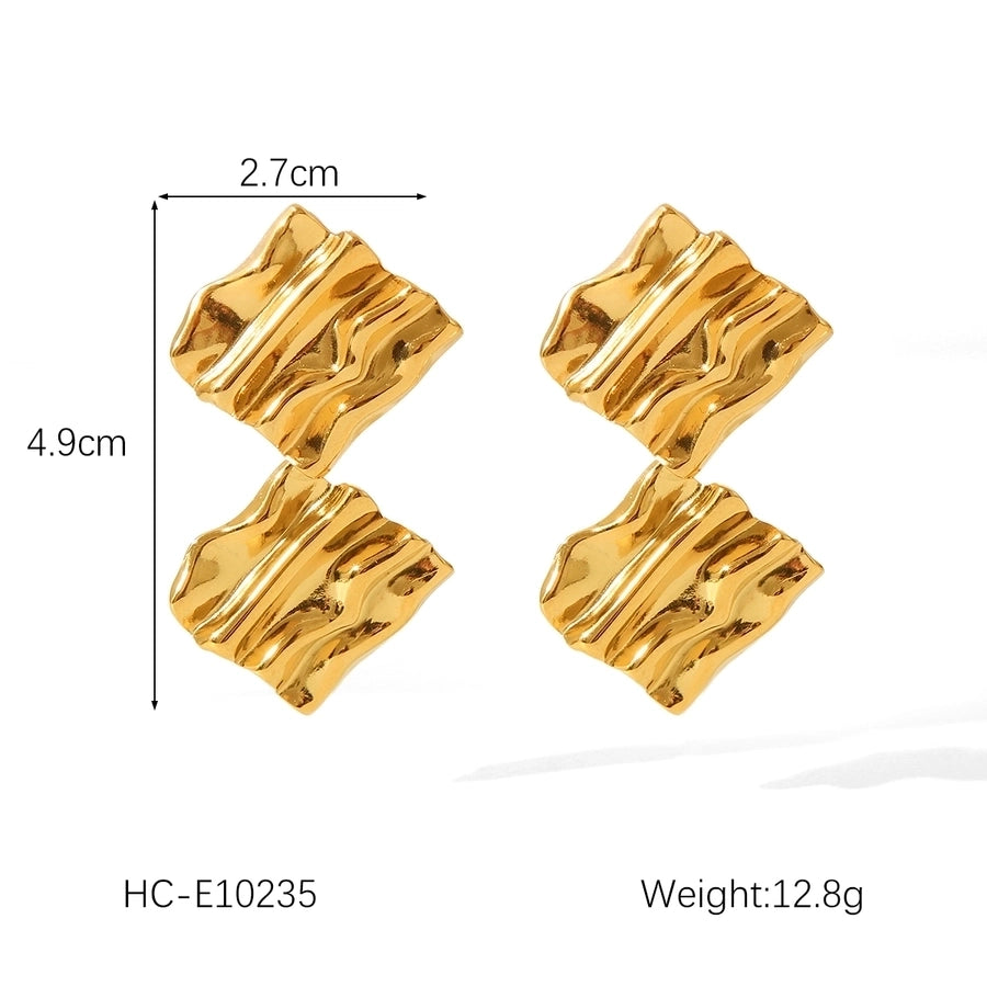 1 Pair IG Style Geometric Solid Color Plating 304 Stainless Steel 18K Gold Plated Drop Earrings Ear Studs