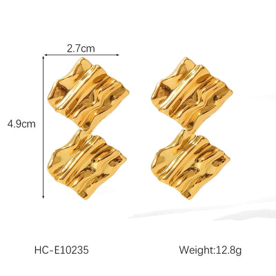 1 Pair IG Style Geometric Solid Color Plating 304 Stainless Steel 18K Gold Plated Drop Earrings Ear Studs