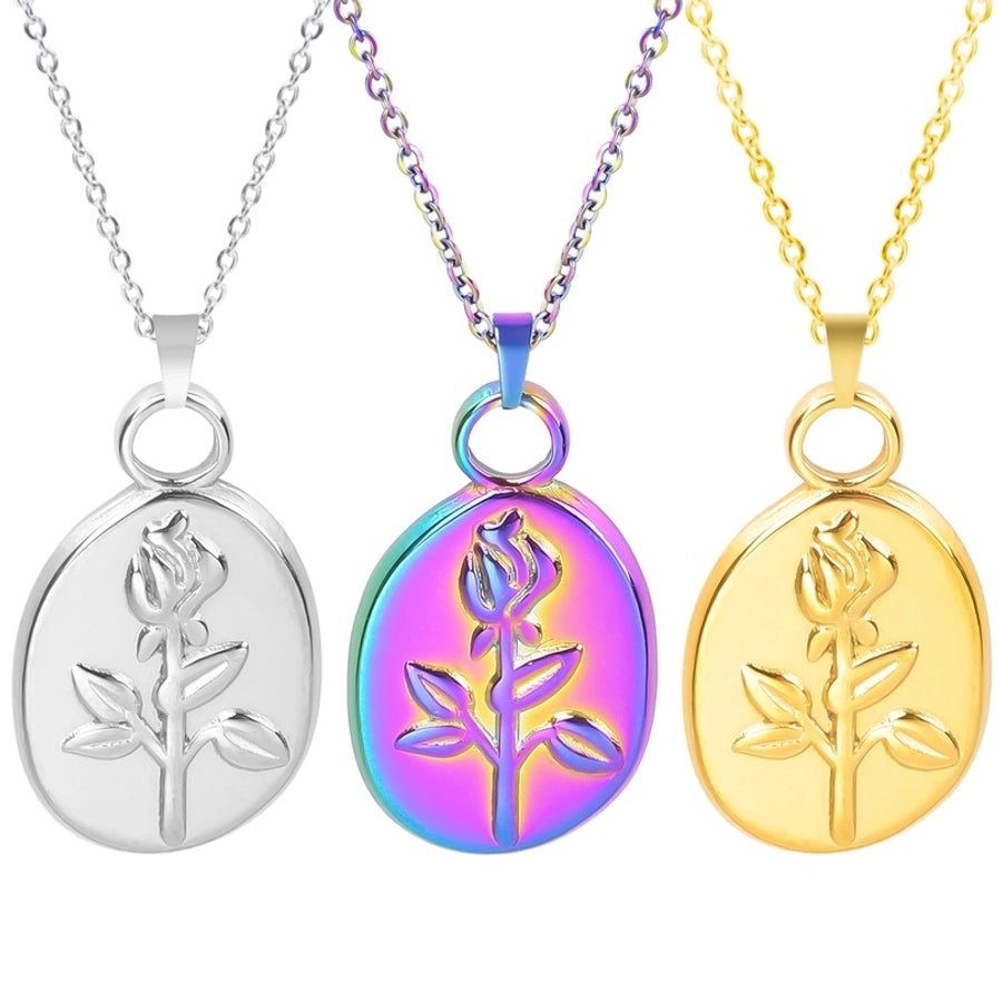 Jewelry Basic Modern Style Classic Style Flower 304 Stainless Steel 18K Gold Plated Plating Pendant Necklace