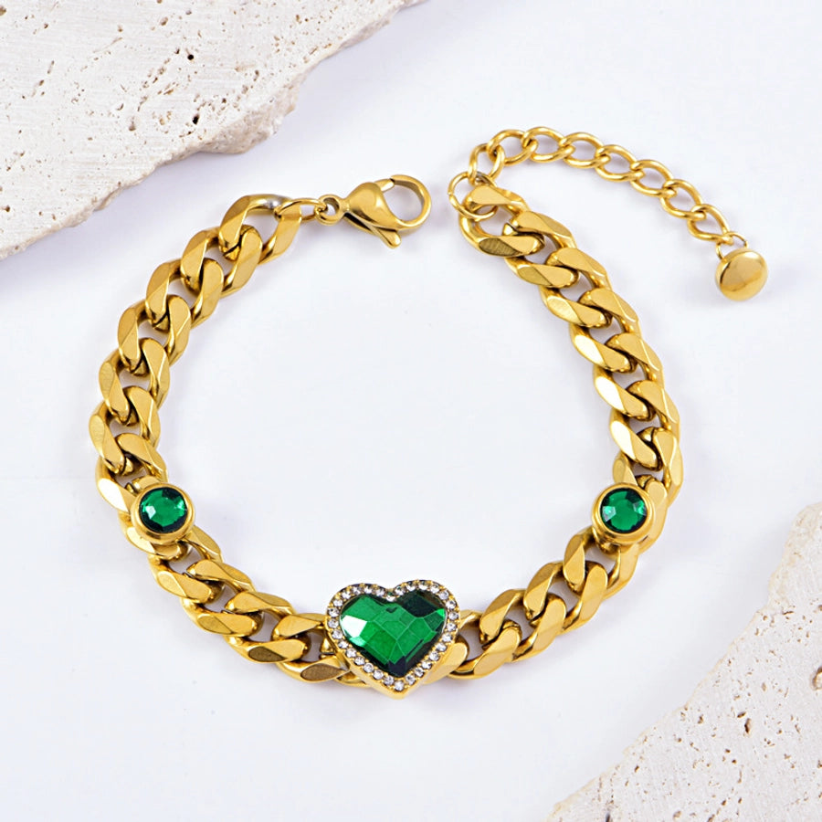 Lady Heart Shape 304 Stainless Steel Imitation Pearl Bracelets In Bulk