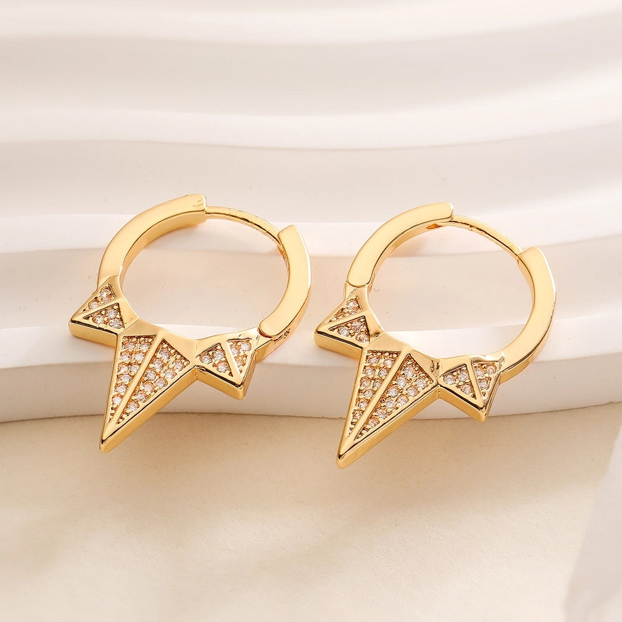 1 Pair Punk Simple Style Commute Geometric Plating Inlay Copper Zircon Earrings