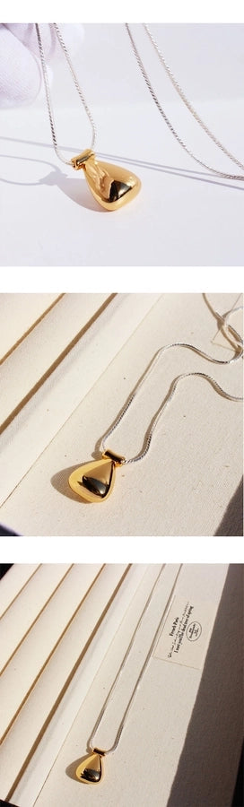 Brass 24K Gold Plated Plating Color Block Water Droplets Brass Necklace