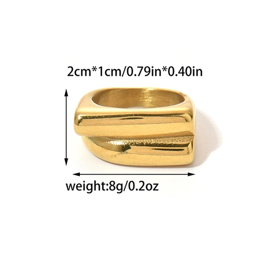 Jewelry Hip-Hop Rock Streetwear Geometric 304 Stainless Steel 14K Gold Plated Rings