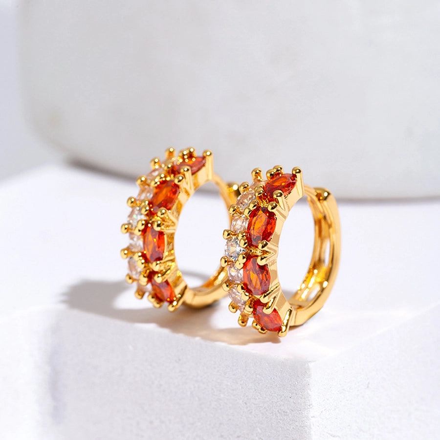 1 Pair Simple Style Geometric Plating Copper Zircon Earrings