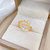 Brass Gold Plated Geometric Zircon Brass Rings