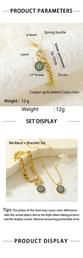 Jewelry Hip-Hop Eye Copper Zircon Inlay Bracelets Necklace