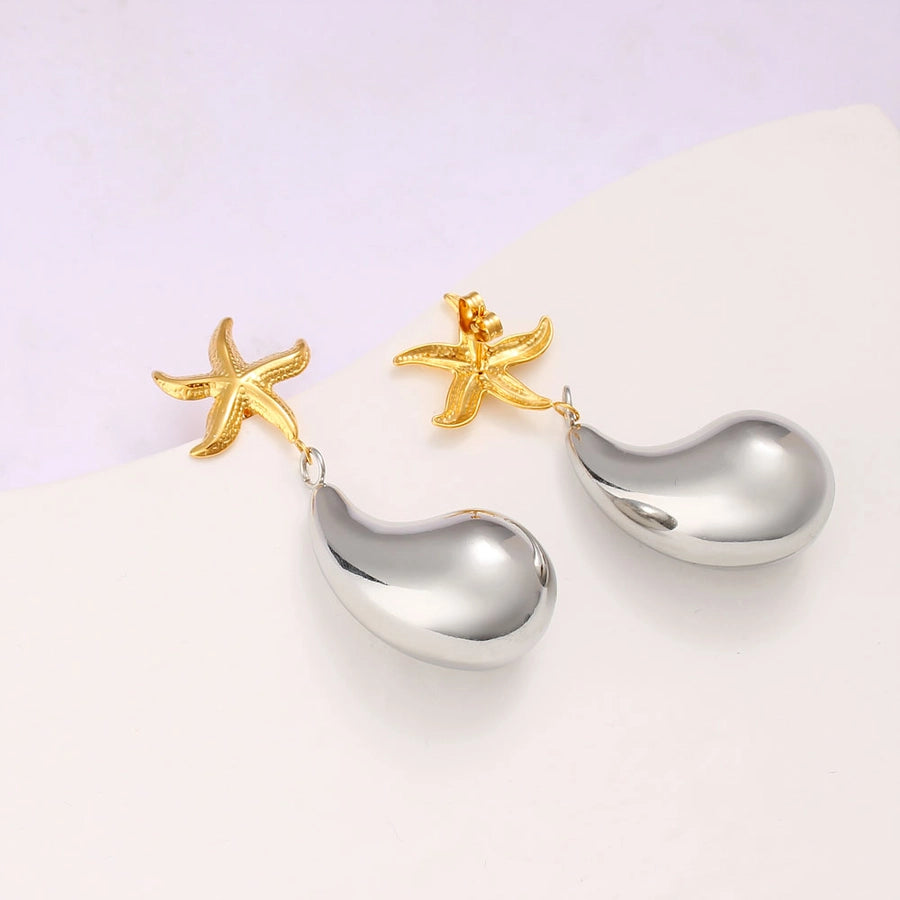 1 Pair Retro Commute Starfish 304 Stainless Steel 316 Stainless Steel  18K Gold Plated Drop Earrings