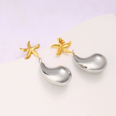 1 Pair Retro Commute Starfish 304 Stainless Steel 316 Stainless Steel  18K Gold Plated Drop Earrings