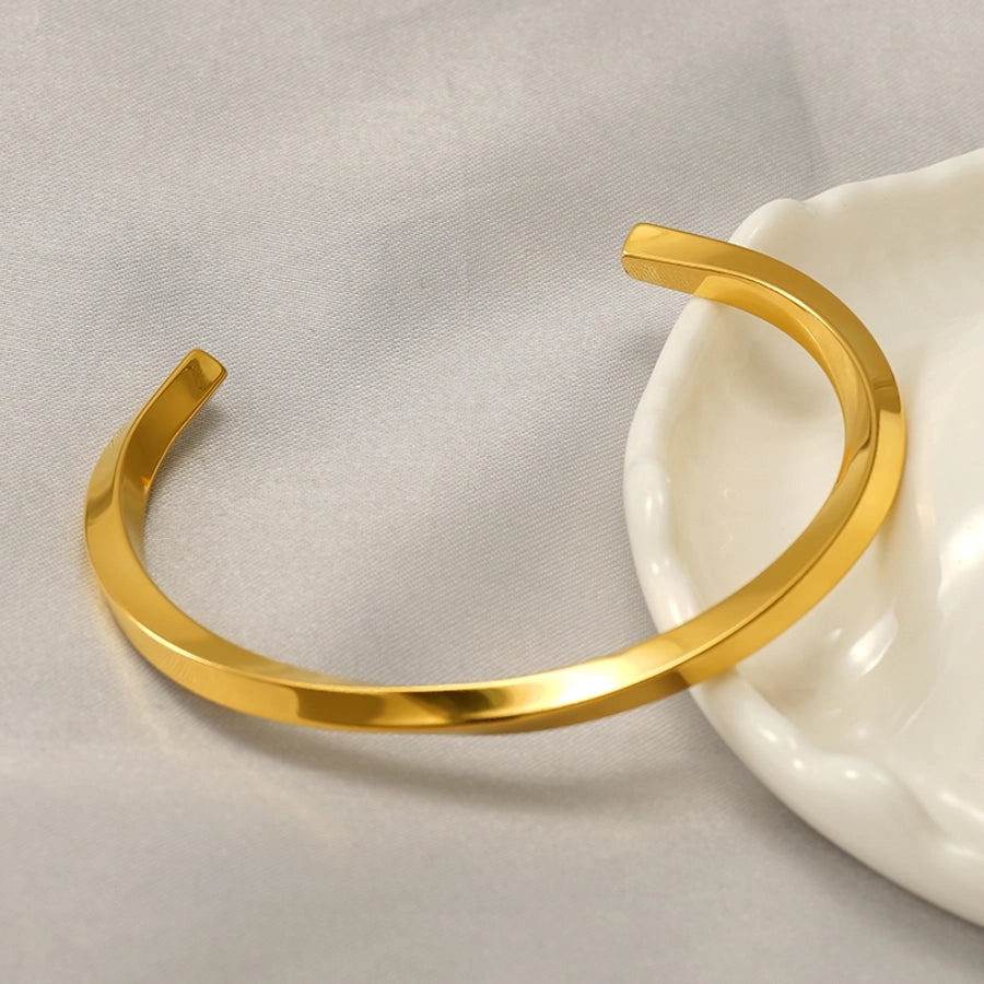 Elegant Romantic Geometric Solid Color 18K Gold Plated 304 Stainless Steel  Bangle