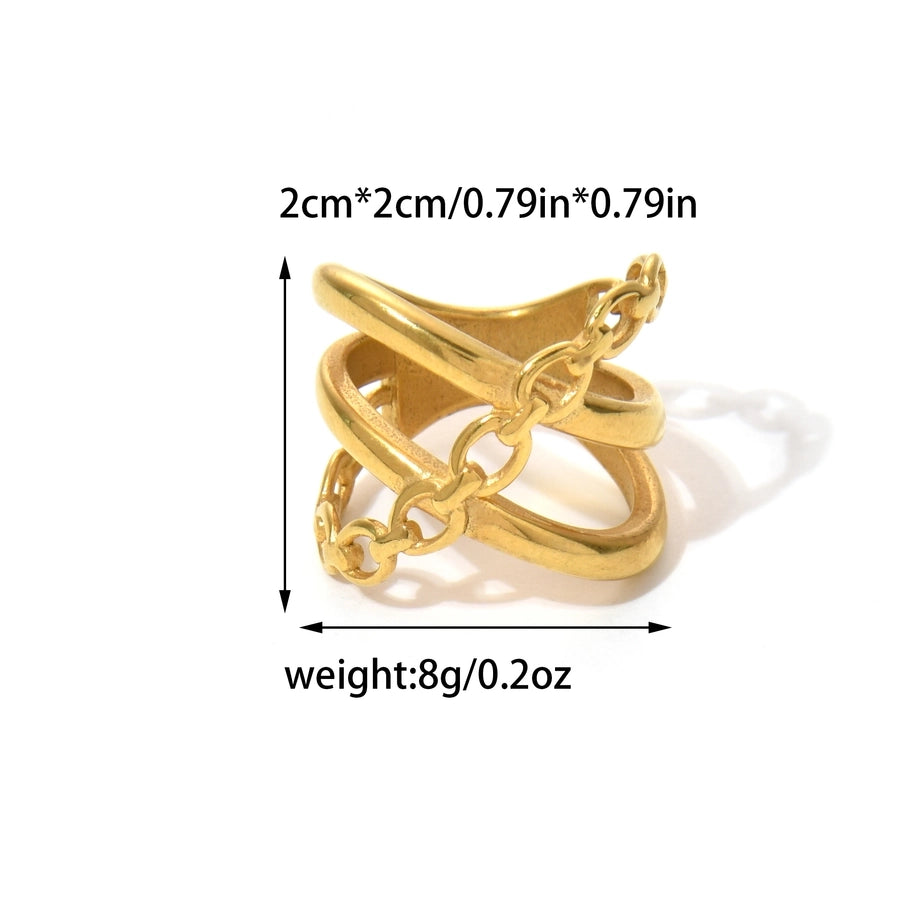 Jewelry Elegant Retro Simple Style Geometric 304 Stainless Steel Natural Stone 14K Gold Plated Inlay Open Rings