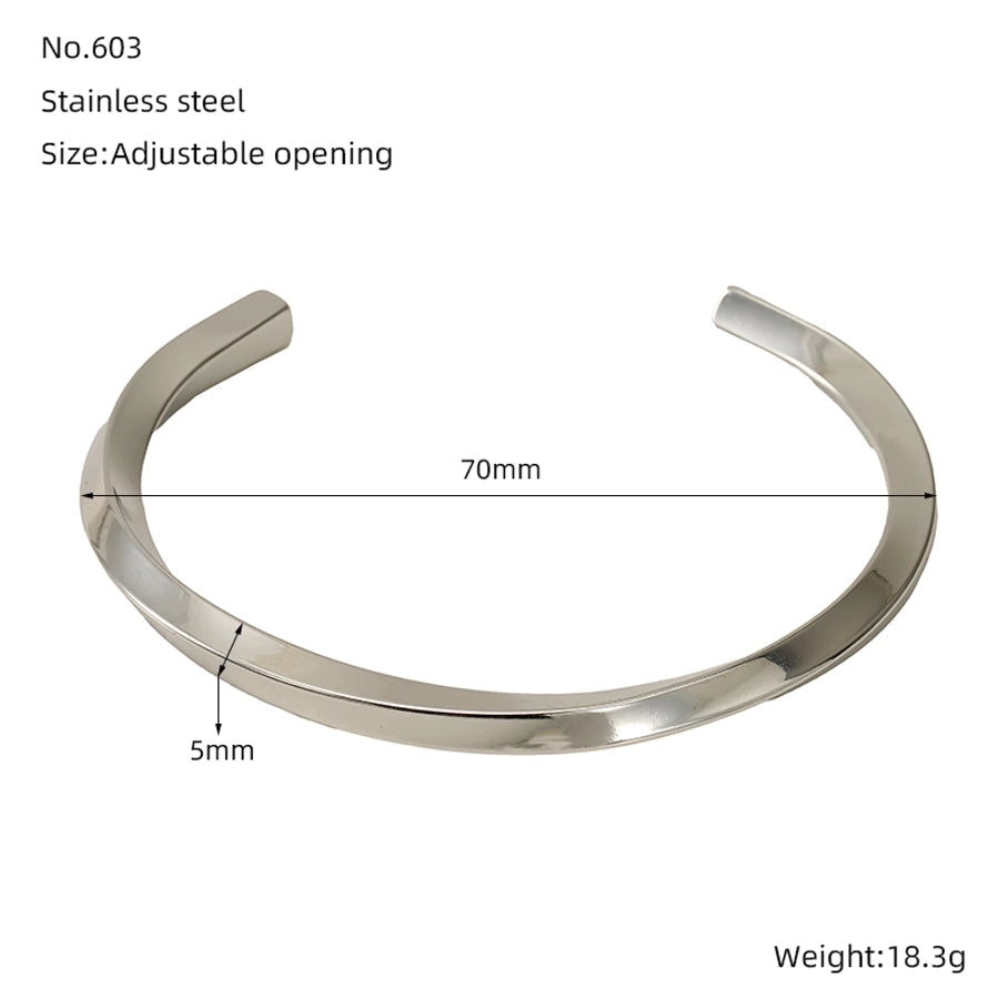 Elegant Romantic Geometric Solid Color 18K Gold Plated 304 Stainless Steel  Bangle