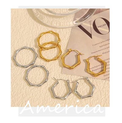 Jewelry IG Style Elegant Simple Style Geometric 304 Stainless Steel 18K Gold Plated Polishing Rings Earrings