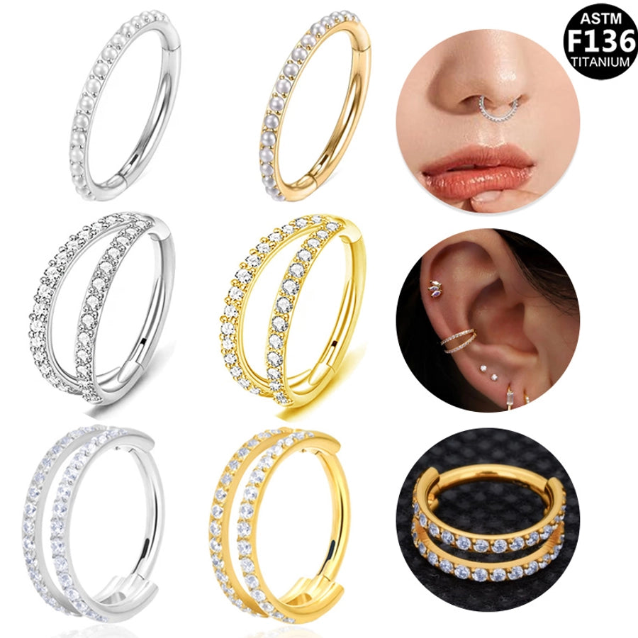 1 Piece Nose Rings & Studs Simple Style Classic Style O-Shape Pure Titanium Titanium Alloy Zircon 14K Gold Plated White Gold Plated Ear Cartilage Rings & Studs Nose Rings & Studs
