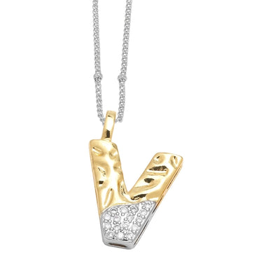 Jewelry Modern Style Simple Style letter 201 Stainless Steel Copper Zircon 18K Gold Plated Mixed Metal Inlay Pendant Necklace
