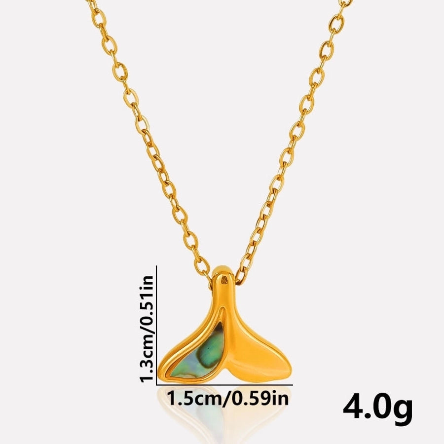 Jewelry Vintage Style Classic Style Fish Tail 304 Stainless Steel Shell 18K Gold Plated Irregular Plating Pendant Necklace