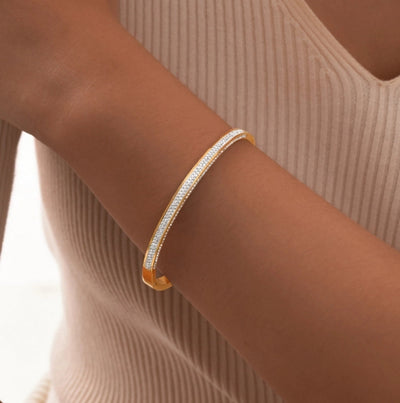 Classic Style Solid Color 304 Stainless Steel 18K Gold Plated Bangle In Bulk