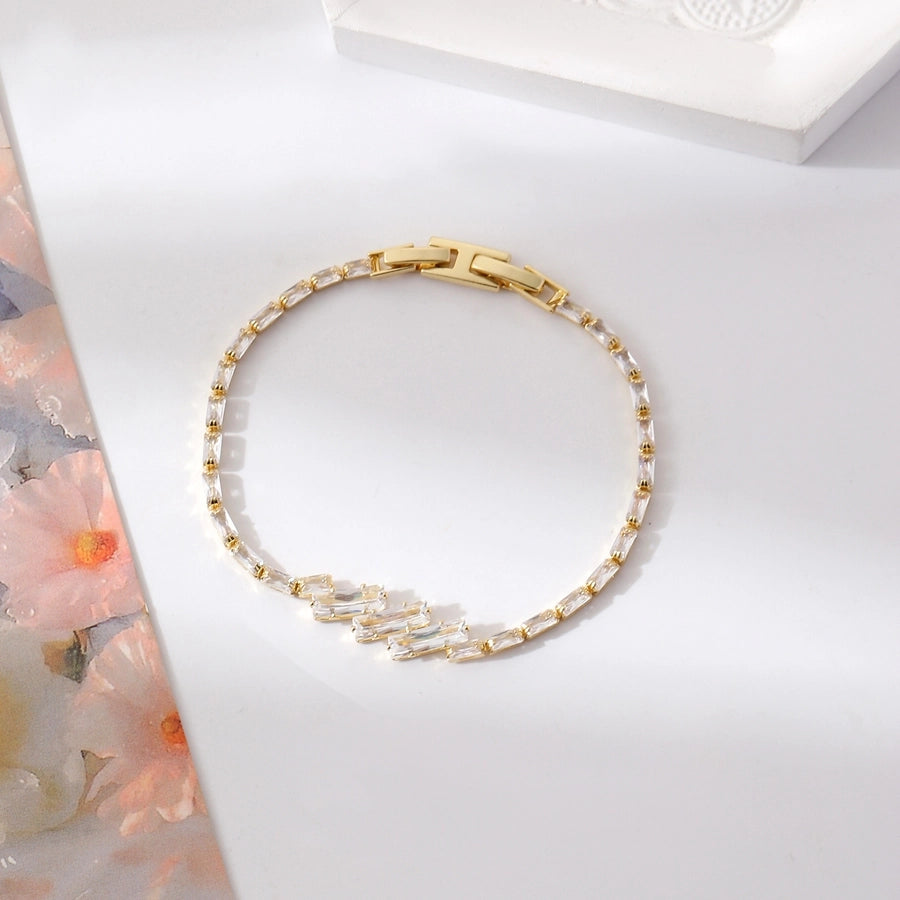 Copper Plating Inlay Geometric Zircon Bracelets