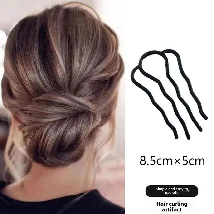 Lazy hair dish artifact meatball head comb hair comb hair clip inverted U-shaped hair clip professional styling headdress hair fork women