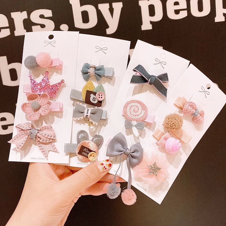 children's hairpin safety small clip hair accessories baby cloth hair clips girl little girl hairpin  cute headdress