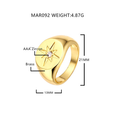 Jewelry Casual Vintage Style Classic Style Hexagram Round Copper Zircon K Gold Plated Rings