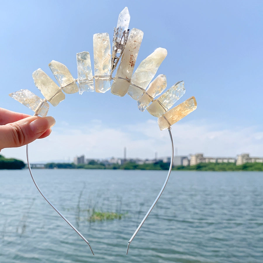 Women's Elegant Geometric Solid Color Alloy natural stone Knitting Inlay Natural Stone Hair Band