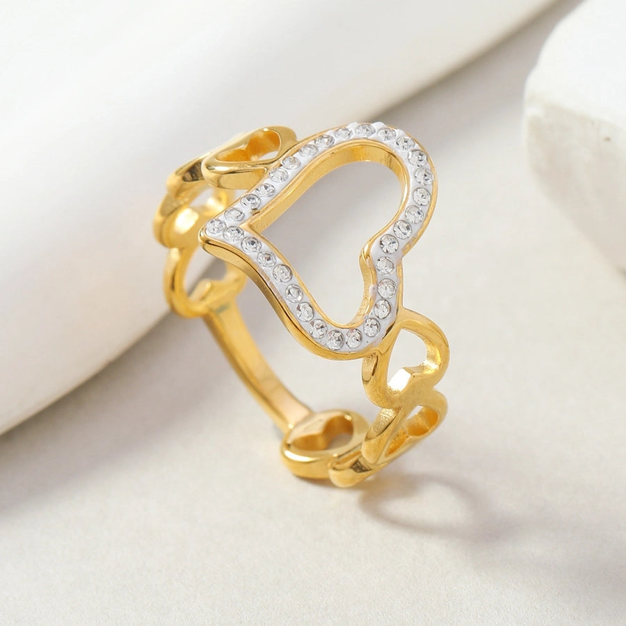 Jewelry Simple Style Heart Shape Titanium Steel Rings