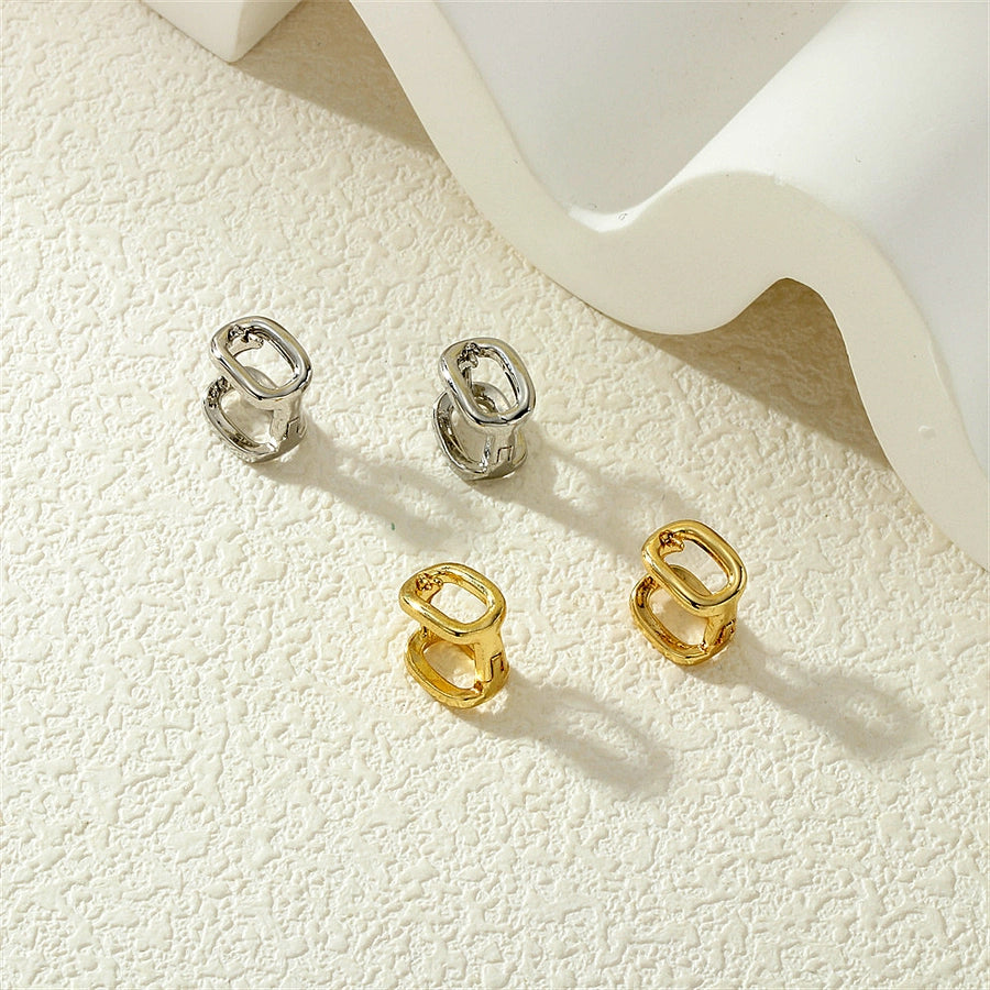 1 Pair Streetwear Commute Geometric Inlay Copper Zircon 18K Gold Plated Ear Studs