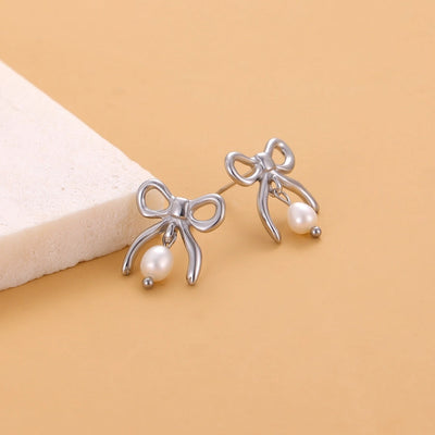 1 Pair Simple Style Bow Knot 304 Stainless Steel 18K Gold Plated Earrings