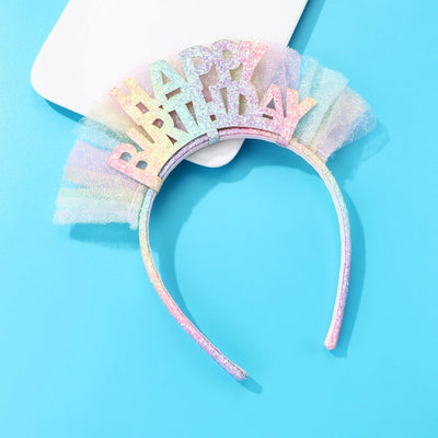 Kid'S Cute Romantic Sweet Letter Plastic Cloth Sequins Net Yarn Hair Band