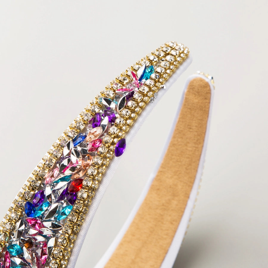 women's luxurious baroque style geometric cloth inlay acrylic rhinestones hair band