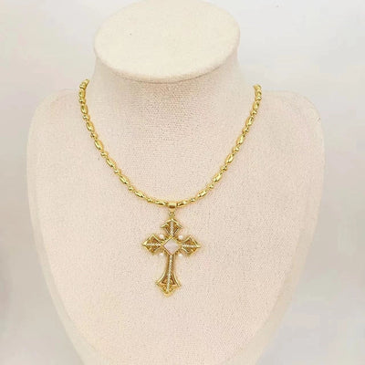Mother pearl shellfish Copper Plating Cross Pendant Necklace