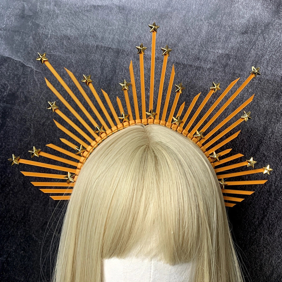 retro star crown flower plastic resin hair band
