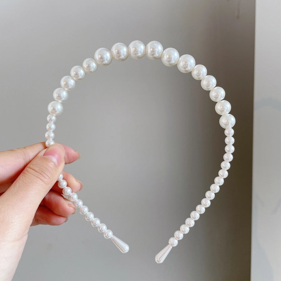women's vintage style geometric artificial pearl hair band