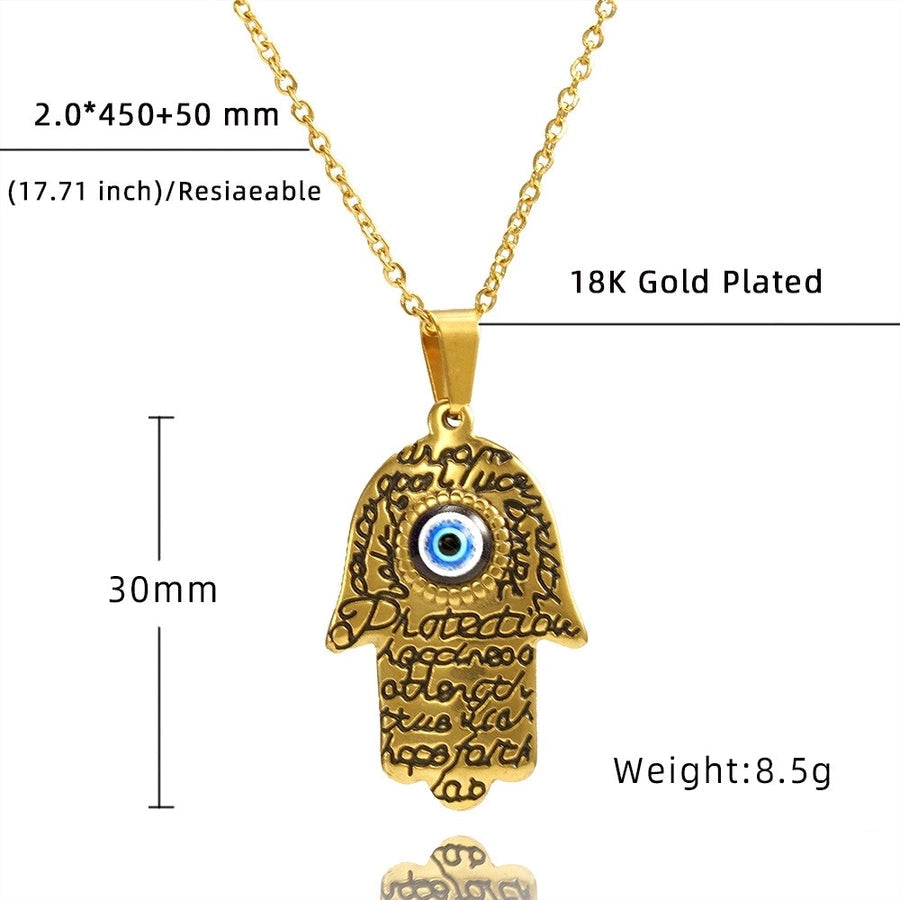 Jewelry Retro Hand Of Fatima Titanium Steel Pendant Necklace