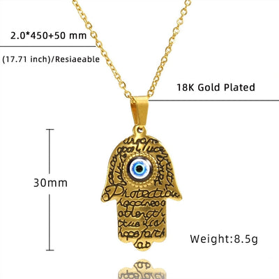 Jewelry Retro Hand Of Fatima Titanium Steel Pendant Necklace