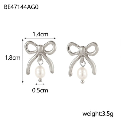 1 Pair Simple Style Bow Knot 304 Stainless Steel 18K Gold Plated Earrings