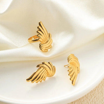 Stainless Steel Electroplating Fashion Wings Shape Jewelry Suit