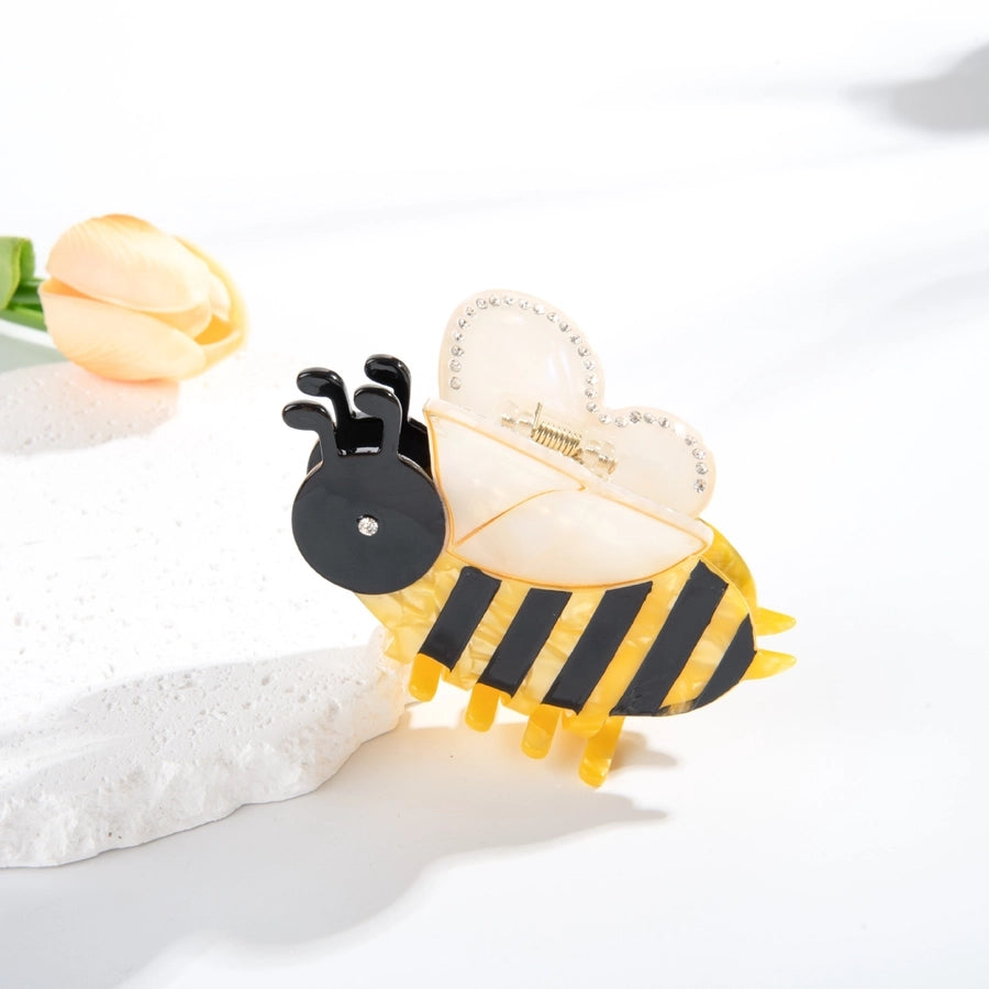 YHJ Hair Accessories  New Acetic Acid Diamond Bees Grab Clip Large Hairpin Back Hair Shark Clip Hair Grab