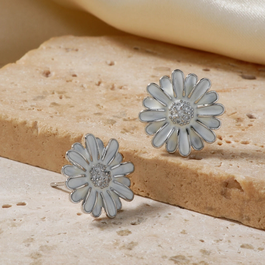 1 Pair Glam Pastoral Shiny Floral Inlay Copper Zircon K Gold Plated Rhodium Plated Ear Studs