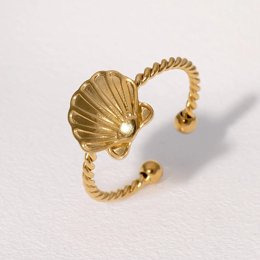 Jewelry Hawaiian Marine Style IG Style Shell 304 Stainless Steel 18K Gold Plated Stainless Steel Rings