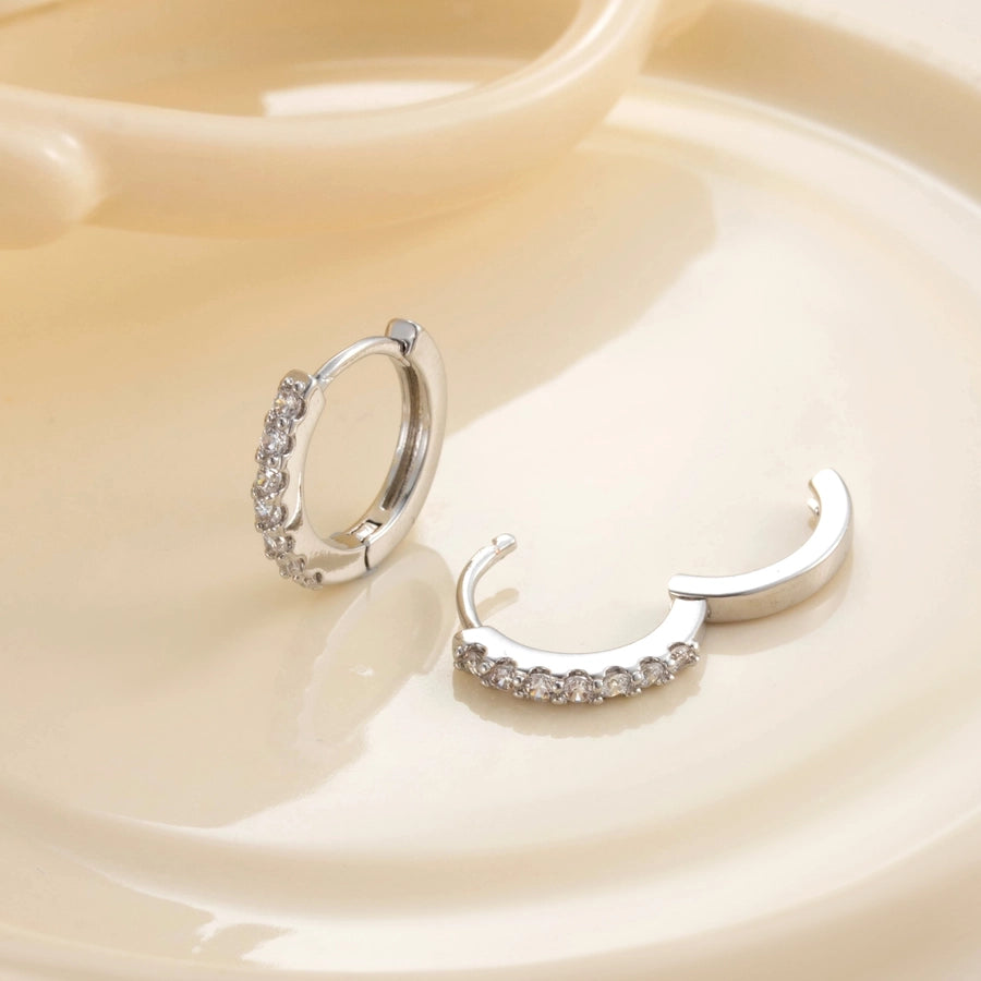 1 Pair Classic Style C Shape U Shape Geometric Inlay Copper Zircon Hoop Earrings