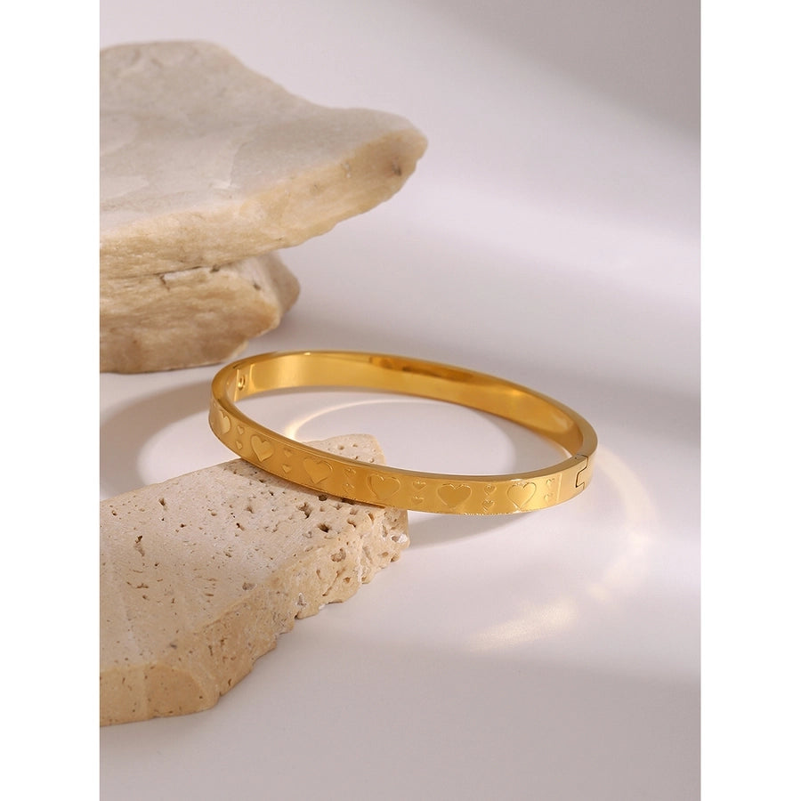 Simple Style Heart Shape 304 Stainless Steel Bangle In Bulk