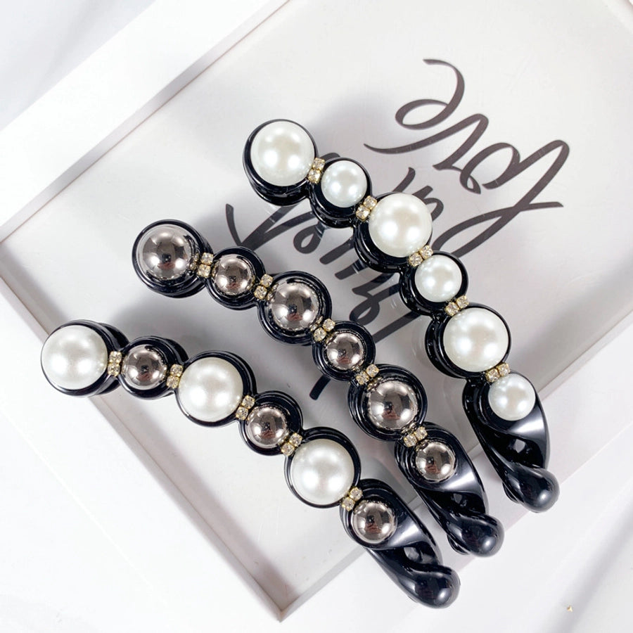 Women's Simple Style Classic Style Round Plastic Inlay Rhinestones Pearl Hair Clip