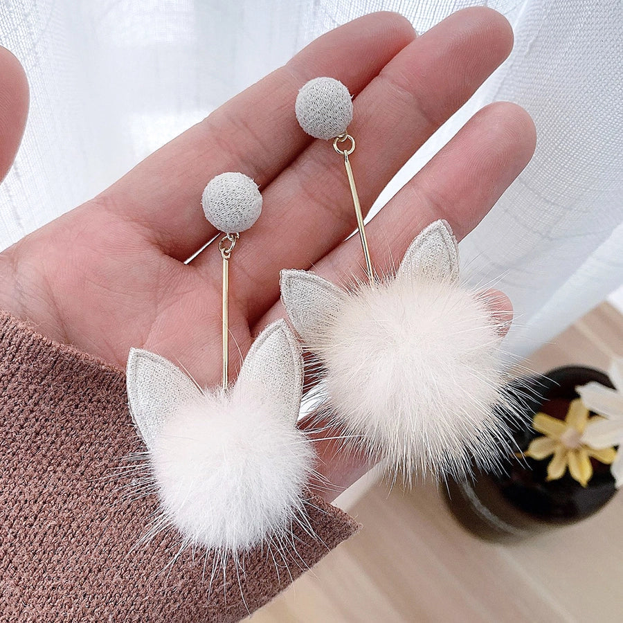 1 Pair Princess Cute Cat Copper Copper Earrings