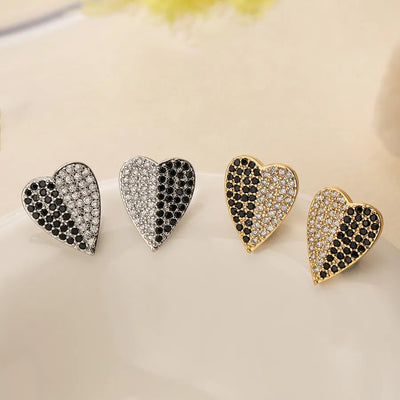 1 Pair Retro Simple Style Commute Heart Shape Inlay Copper Zircon Ear Studs