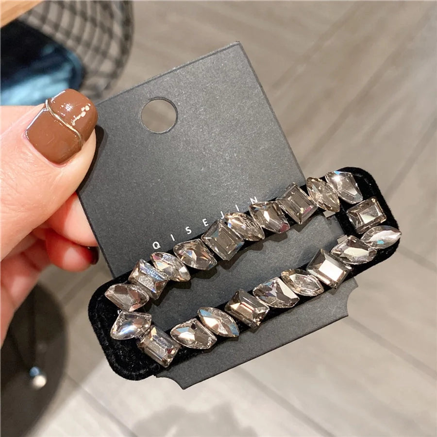 women's shiny water droplets rectangle rhinestone hair clip