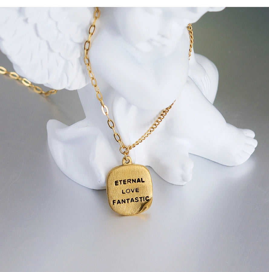 Jewelry Luxurious Romantic Geometric Square 304 Stainless Steel 18K Gold Plated Pendant Necklace