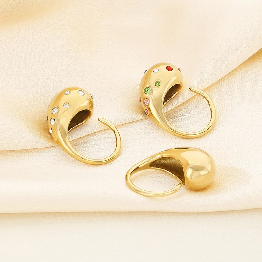 Jewelry Vintage Style Water Droplets 304 Stainless Steel 18K Gold Plated Open Rings